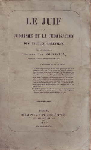 Le Juif, le judaïsme et la judaïsation des peuples chrétiens