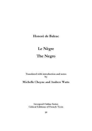 Le Nègre / The Negro