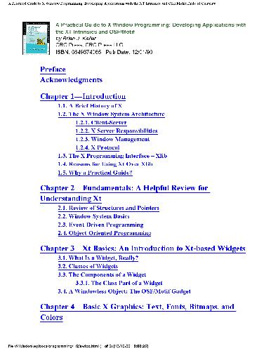 A Practical Guide To X Window Programming: Developing Applications with the XT Intrinsics and OSF/Motif