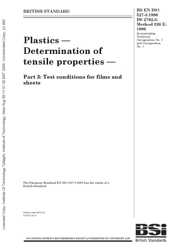 Plastics: Determination of tensile properties