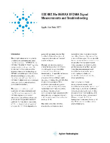 2006-0606.IEEE 802.16e WiMAX OFDMA Signal Measurements and Troubleshooting- Agilent