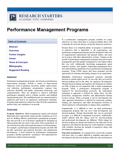 Performance Management Programs