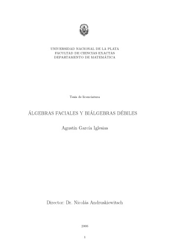 Álgebras faciales y biálgebras débiles [PhD thesis]