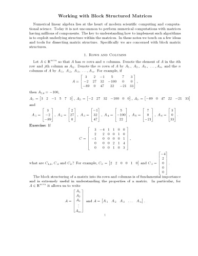 Working with Block Structured Matrices