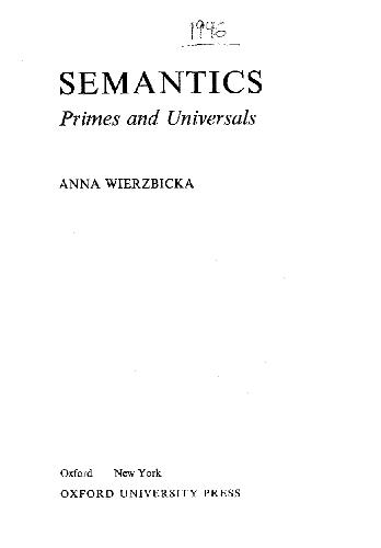 Semantics. Primes and Universals