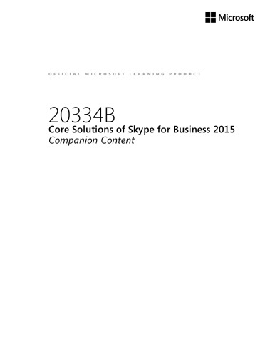 20334B: Core Solutions of Skype for Business 2015