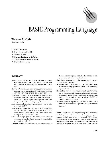 Computer Encyclopedia of Physical Science and Technology, Computer Software