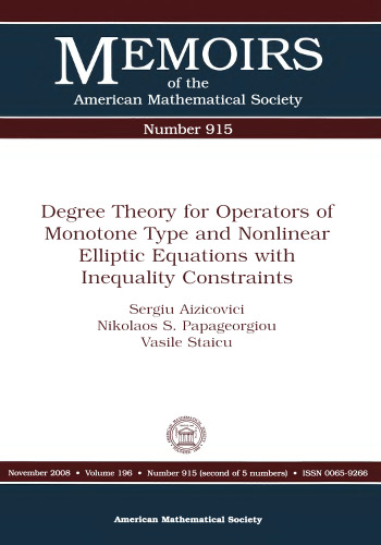 Degree Theory for Operators of Monotone Type and Nonlinear Elliptic Equations With Inequality Constraints