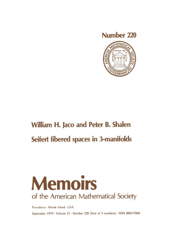 Seifert Fibered Spaces in Three Manifolds: Memoirs Series No. 220