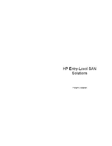 HP Entry Level SAN Solutions Training Student Guide