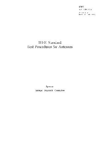 IEEE Std.149-1979 Test Procedures for Antennas