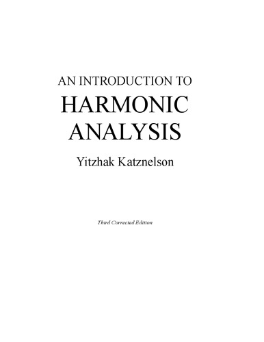 An Introduction To Harmonic Analysis