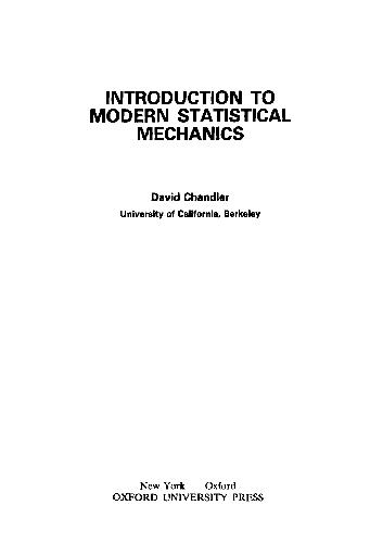 Introduction To Modern Statistical Mechanics