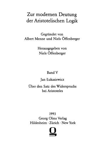 Über den Satz des Widerspruchs bei Aristoteles