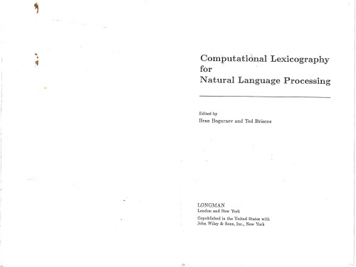 Computational Lexicography for Natural Language Processing