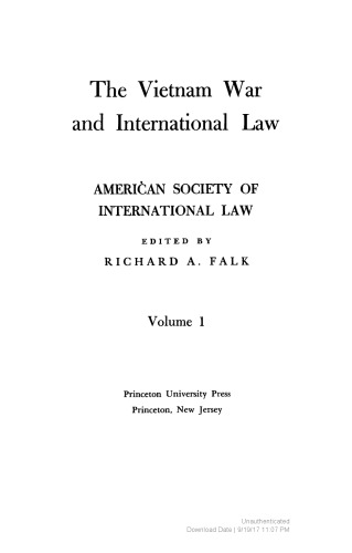 The Vietnam War and International Law, Volume 1