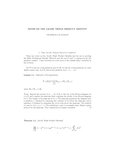 Notes on the Jacobi triple product identity [expository notes]