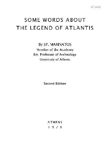 Spyridon Marinatos Some Words About the Legend of Atlantis