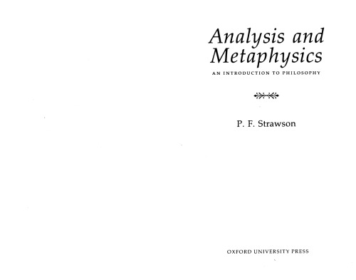 Analysis And Metaphysics