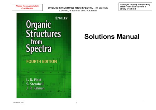 Organic Structures from Spectra: Solutions Manual