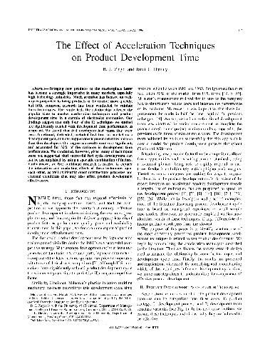 The Effect of Acceleration Techlniques on Product Development Time Engineering Management IEEE Transactions