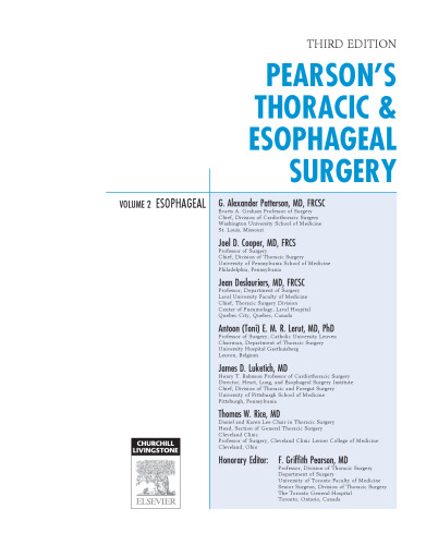 Pearson’s Thoracic and Esophageal Surgery