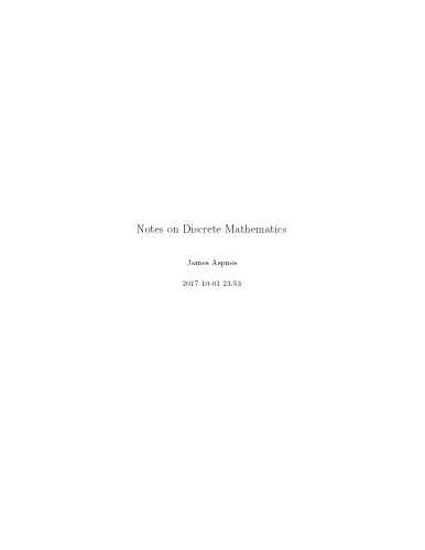 Notes on Discrete Mathematics [lecture notes]