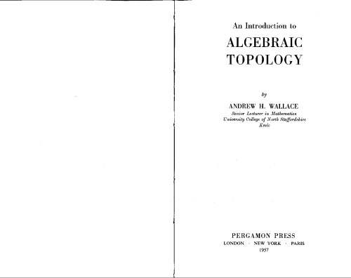 An Introduction to Algebraic Topology