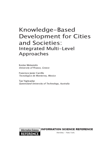 Knowledge-Based Development for Cities and Societies: Integrated Multi-Level Approaches