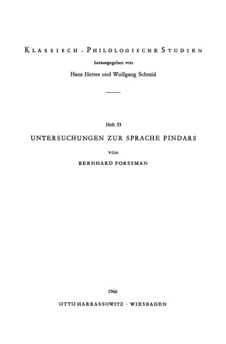 Untersuchungen zur Sprache Pindars