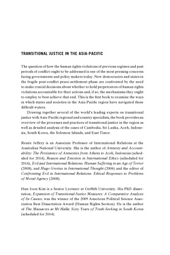 Transitional Justice in the Asia-Pacific