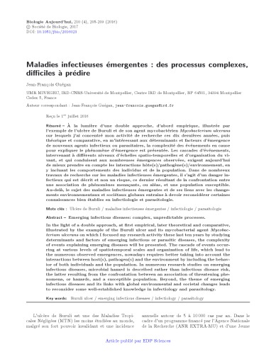 Maladies infectieuses émergentes : des processus complexes, difficiles à prédire