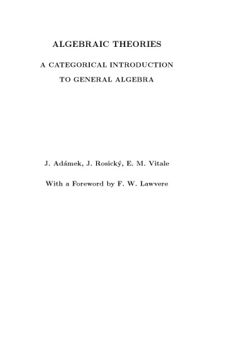 Algebraic theories. A categorical introduction to general algebra