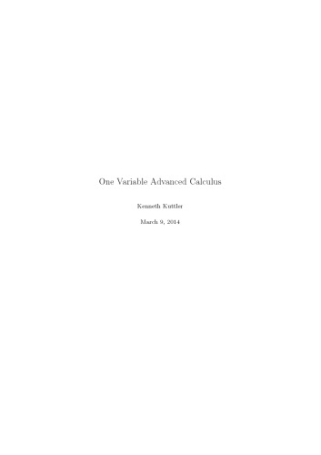 One variable advanced calculus