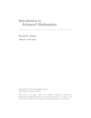 Introduction to advanced mathematics