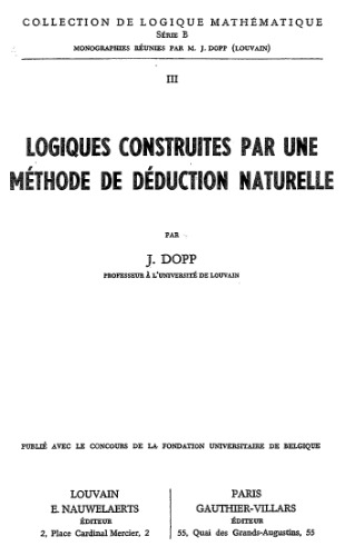 Logiques construites par une methode de deduction naturelle