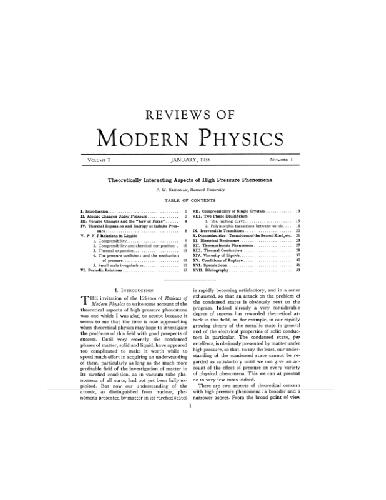 Theoretically Interesting Aspects of High Pressure Phenomena