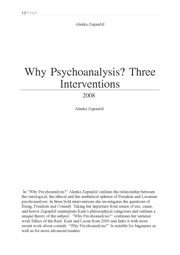 Why Psychoanalysis?