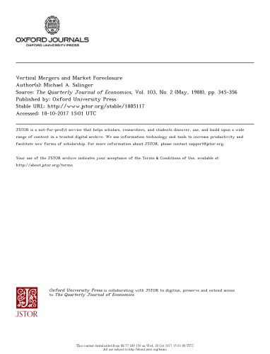 Vertical Mergers and Market Foreclosure