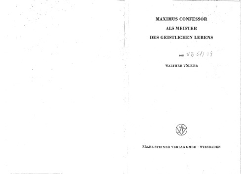 Maximus Confessor als Meister des geistlichen Lebens