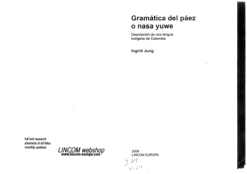 Gramática del páez o nasa yuwe: descripción de una lengua indígena de Colombia