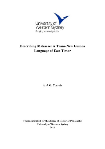 Describing Makasae: A Trans-New Guinea Language of East Timor