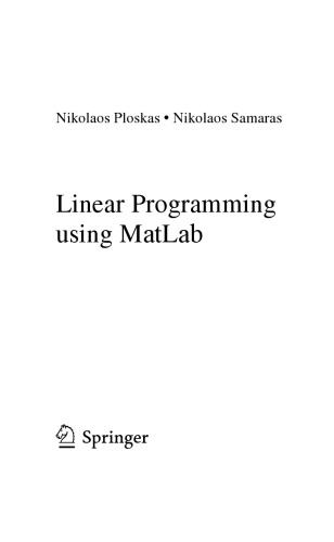 Linear Programming using MatLab