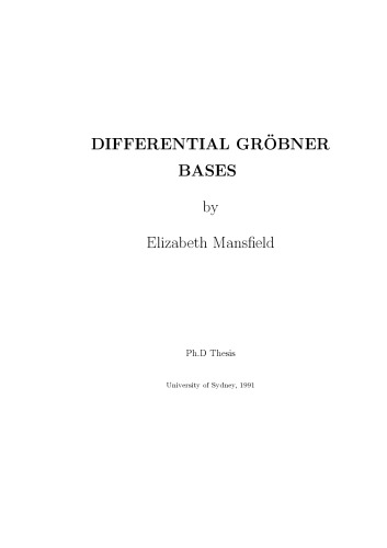 Differential Gröbner bases [PhD thesis]