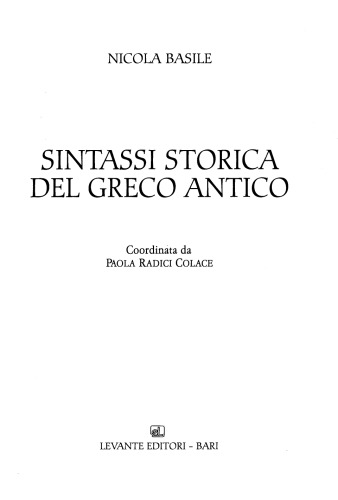 Sintassi storica del Greco antico