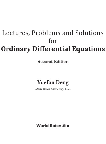 Lectures, Problems and Solutions for Ordinary Differential Equations