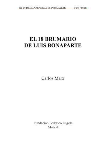 El 18 brumario de Luis Bonaparte