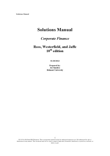 Solutions Manual Corporate Finance