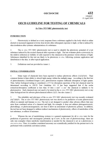 Test No. 432: In Vitro 3T3 NRU Phototoxicity Test