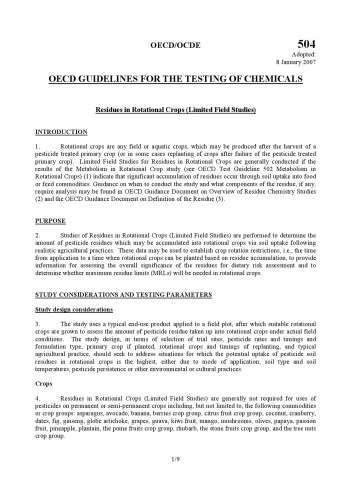 Test No. 504: Residues in Rotational Crops (Limited Field Studies)